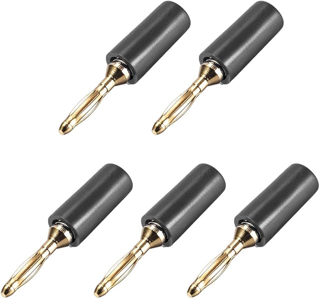 Sourcingmap 2mm Banana plugs Speaker Wire Cable Plugs Connectors Gold Black 5pcs Jack Connector