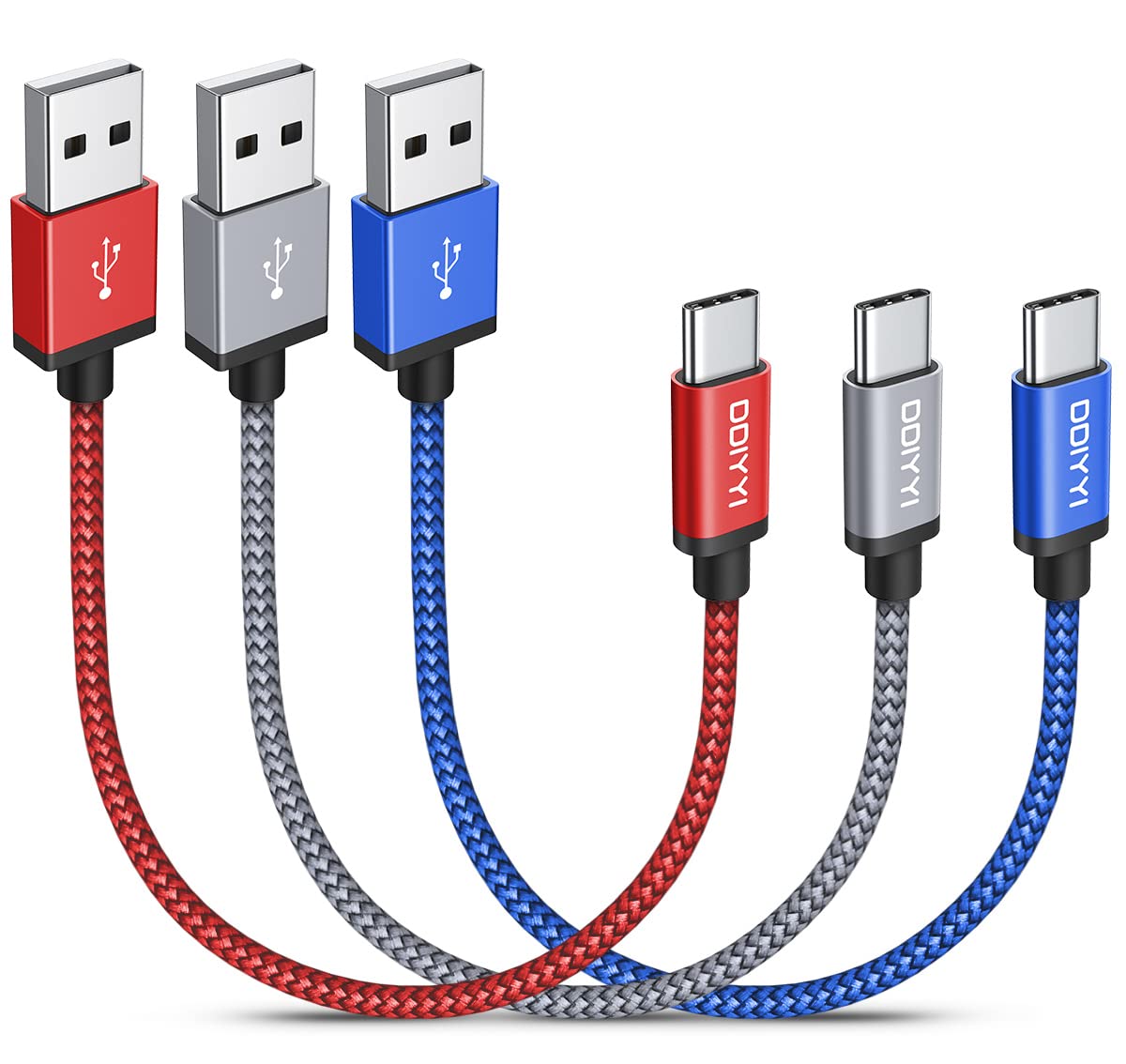 DDIYYI Cable USB C Court 0.3m Lot de 3, 3A Charge Rapide Cable USB vers