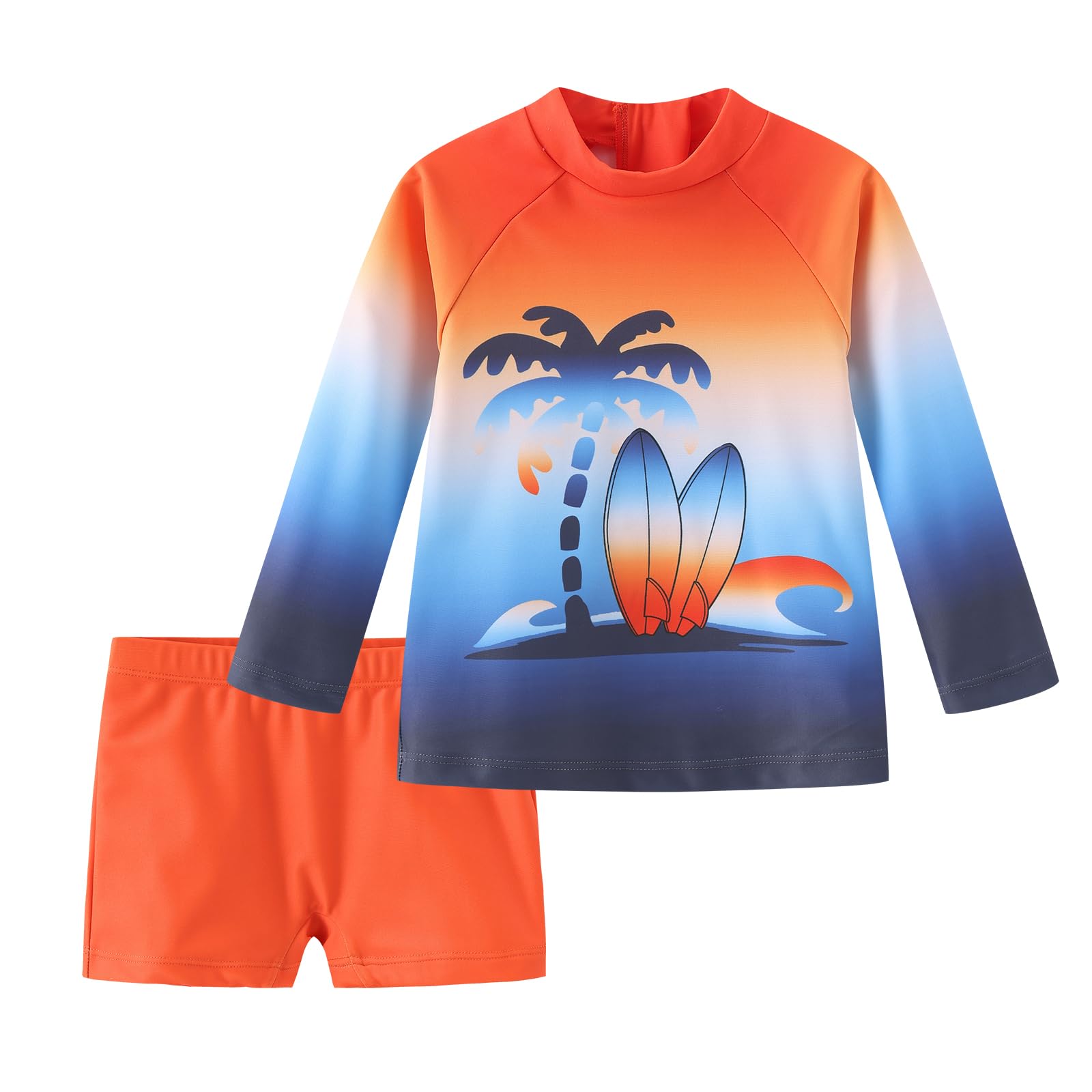 UV Shirt Kinder Baby Jungen Badeshirt Zweiteilig Langarm Schwimmshirt Kinder Badeshorts Jungen Badeset Schnelltrocknende Badeanzug Set 62 110/6 Monate-5 Jahre
