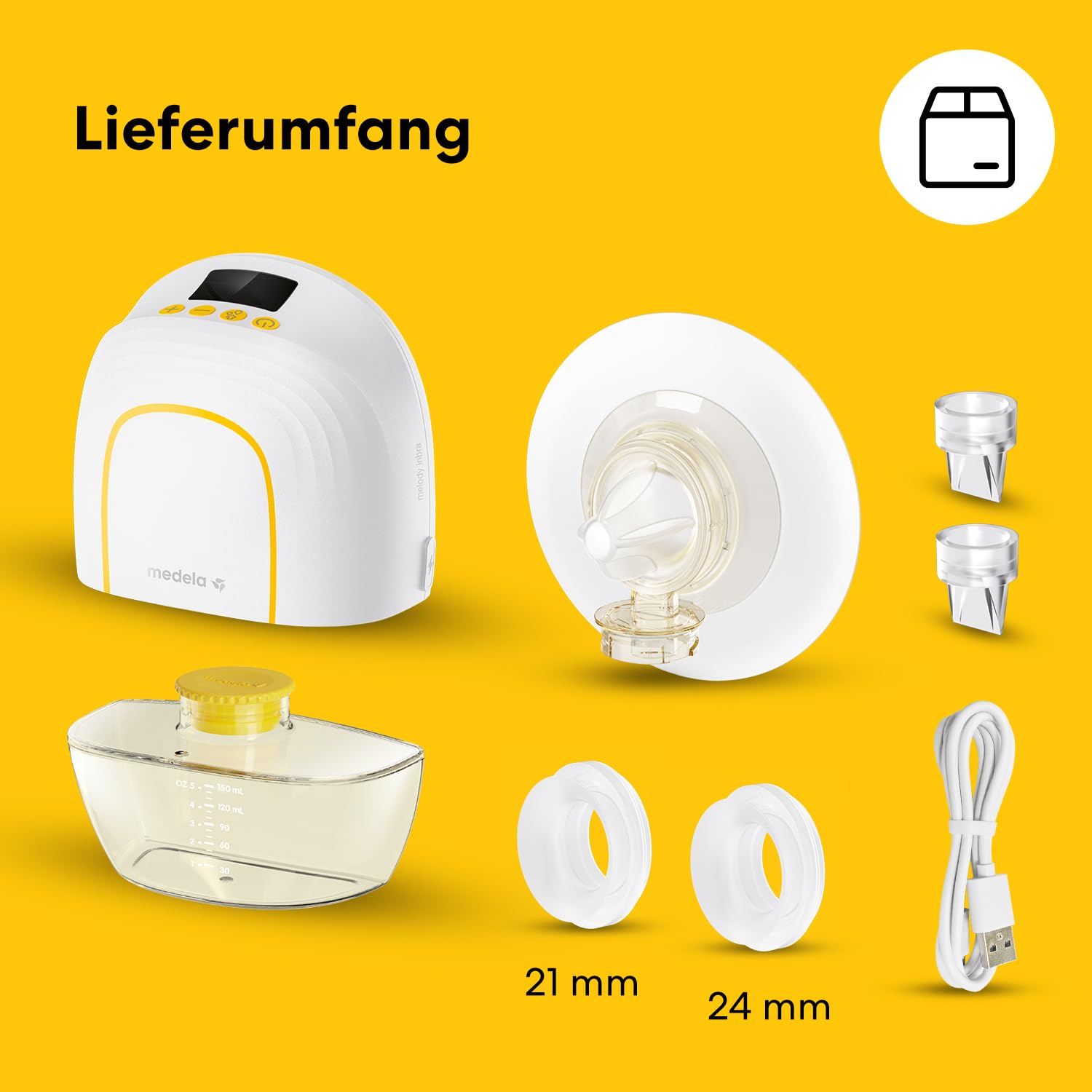 Medela Melody InBra Tragbare Einzelmilchpumpe, Hands-free, einfaches Pumpen & Aufbewahren, starke Leistung, 2 Modi & 9 Vakuumstufen, Brusthauben aus weichem Silikon, USB-C-Ladeanschluss