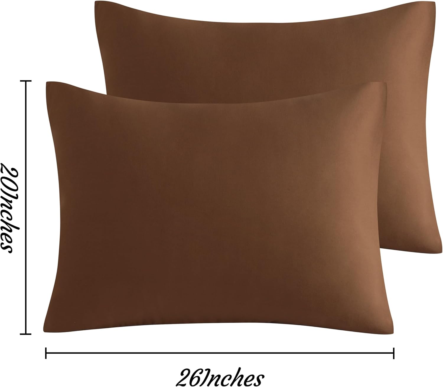 Standard Brown Brushed Microfiber Pillow Shams, 20x26 Inches, 2 Pack