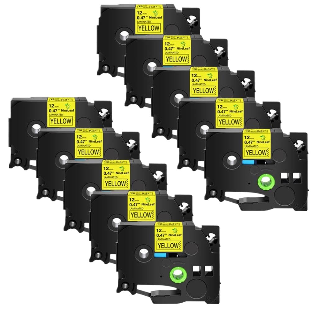 Confezione da 10 nastri per etichette compatibili con Brother TZe-631 TZ631 12 mm nero su giallo per D210 H100 H110 D600 D400