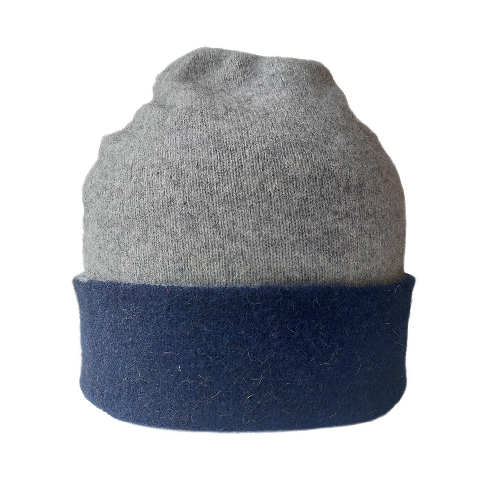 Native World Women's Possum Merino Wool Beanie Hat - Reversible Warm Winter Hat - Soft Beanie (Silver & Twilight)