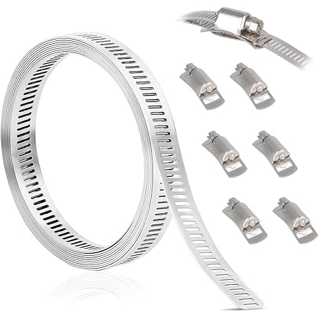 MIAHART 6 Inch 304 Stainless Steel Hose Clamps - Pack Of 6, Adjustable 141-165mm Worm Gear Clamps