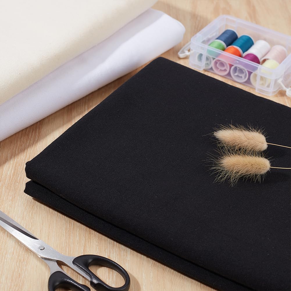 BENECREAT Tessuto di Tela di Cotone Nero Da 2x1.5 m, Tessuto In Tela di Cotone Naturale 10oz per La Pittura, Cucire, Mestieri, Ricamo, Decorazioni per La Casa Fatte A Mano