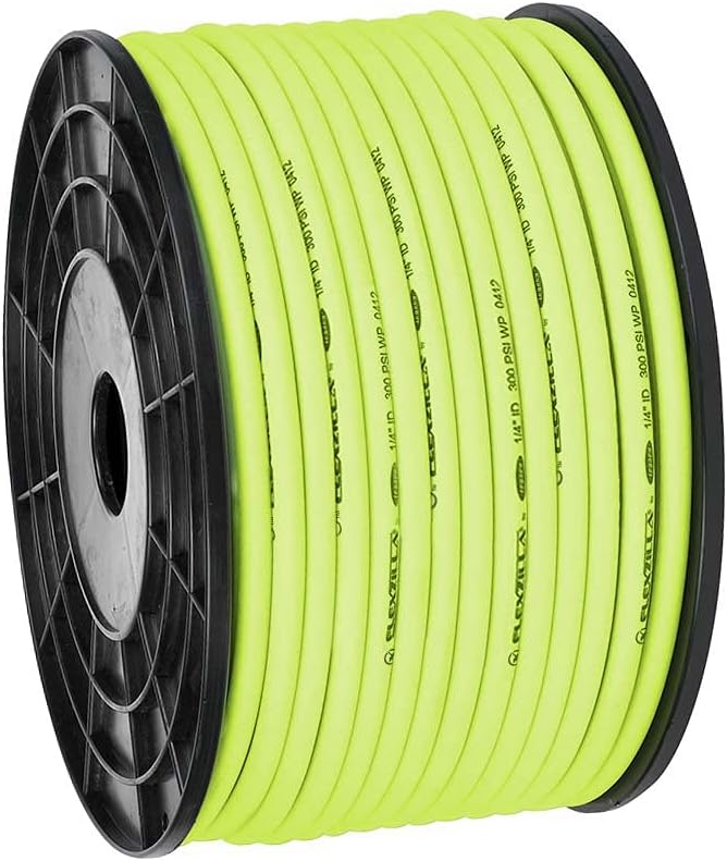 Pro Air Hose, Bulk Plastic Spool, 1/4 in. x 250 ft, Heavy Duty, Lightweight, Hybrid, ZillaGreen - HFZ14250YW