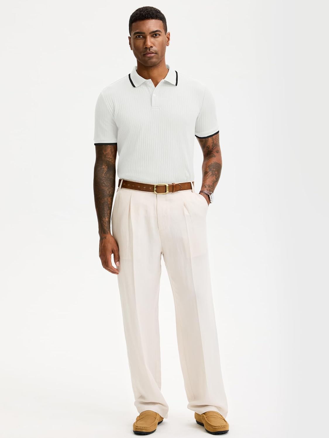 Comdecevis Men's Regular Fit Knit Polo Shirts Short Sleeve Stretch Golf Shirts - Image 6