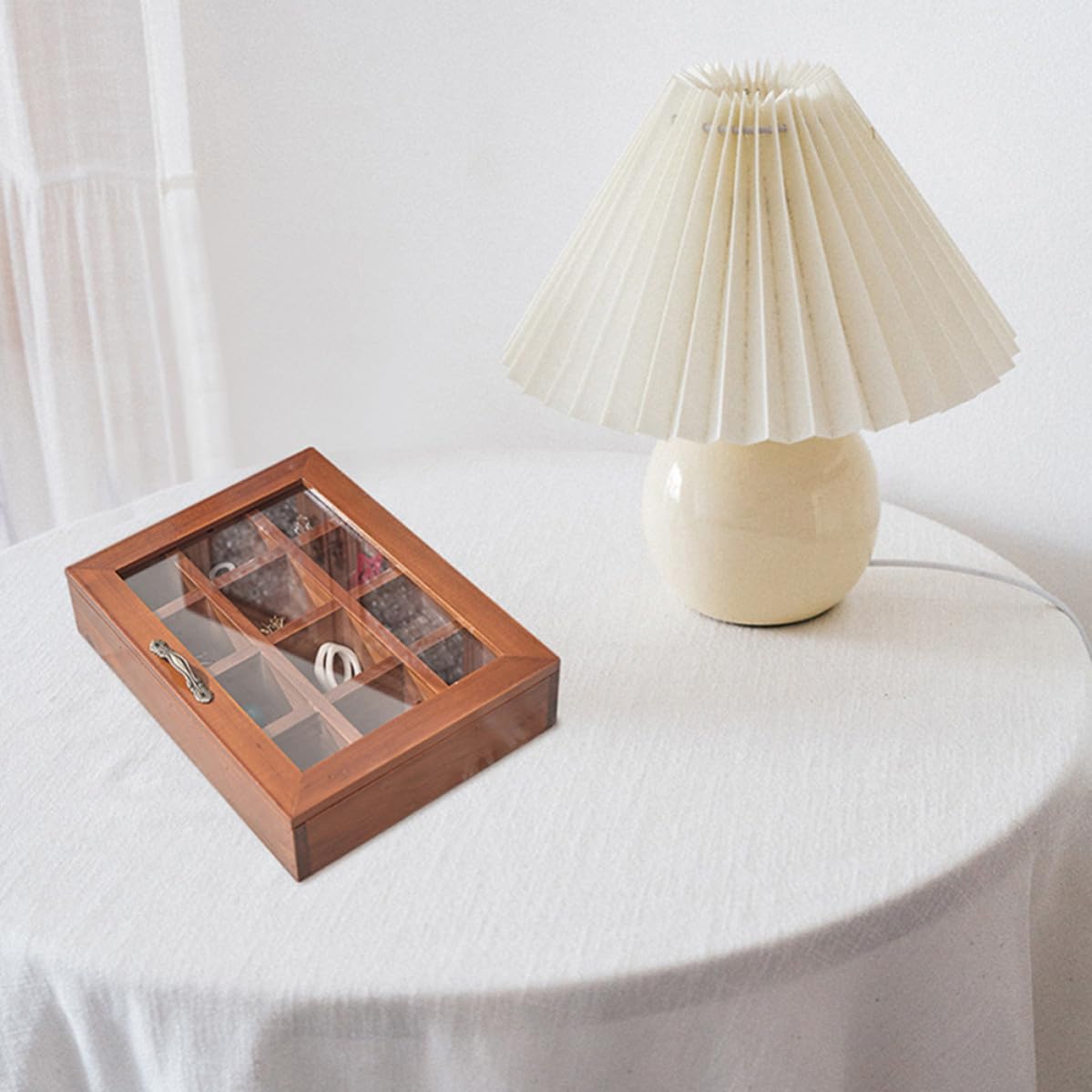 TOYANDONA 2 Piezas Caja de Joyas de Madera Maciza con 12 Compartimentos