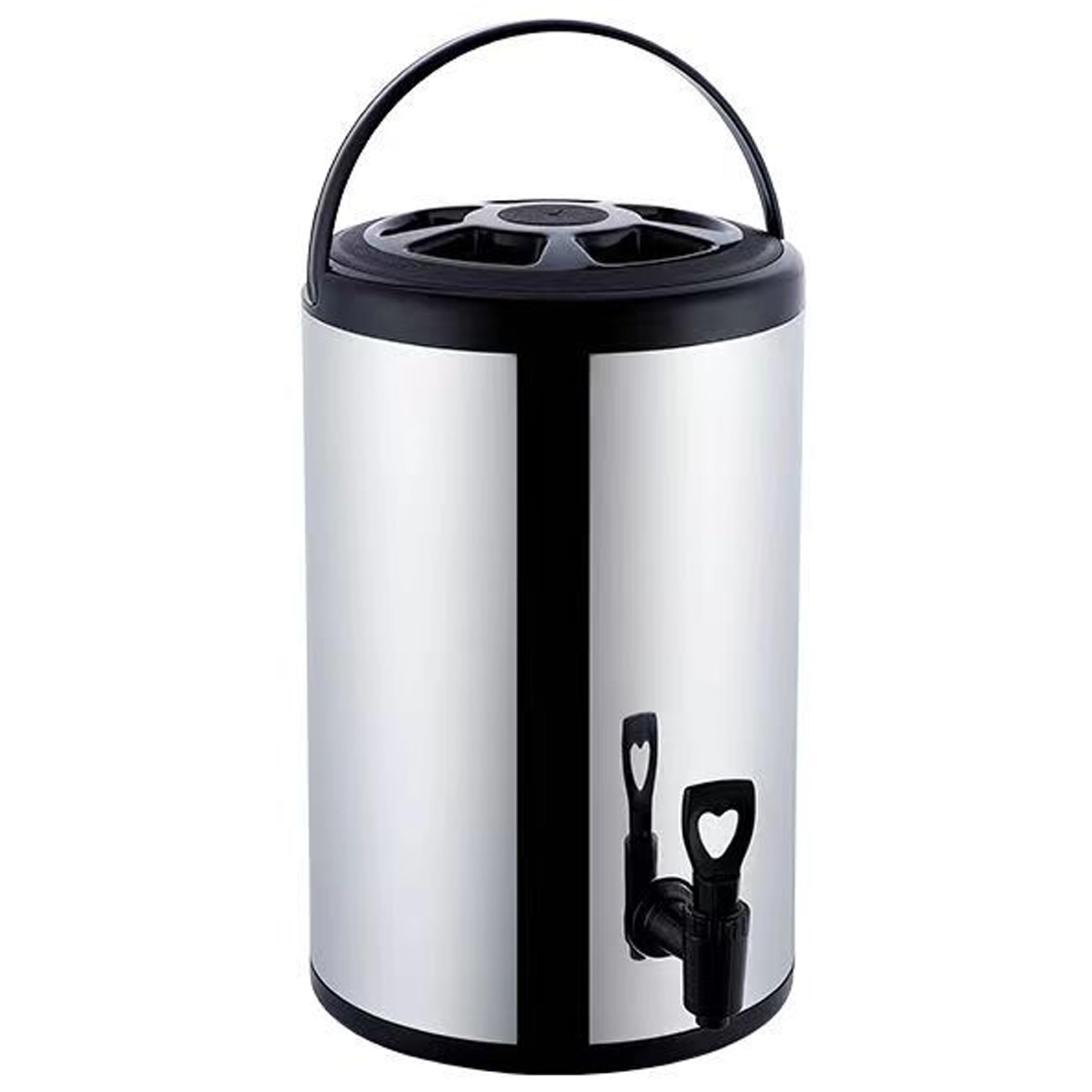 Distributore di tè isolato per bevande, grande urna in acciaio inox da 6 l, con conservazione della temperatura di lunga durata, per bancarelle alimentari e negozi per la colazione, nero
