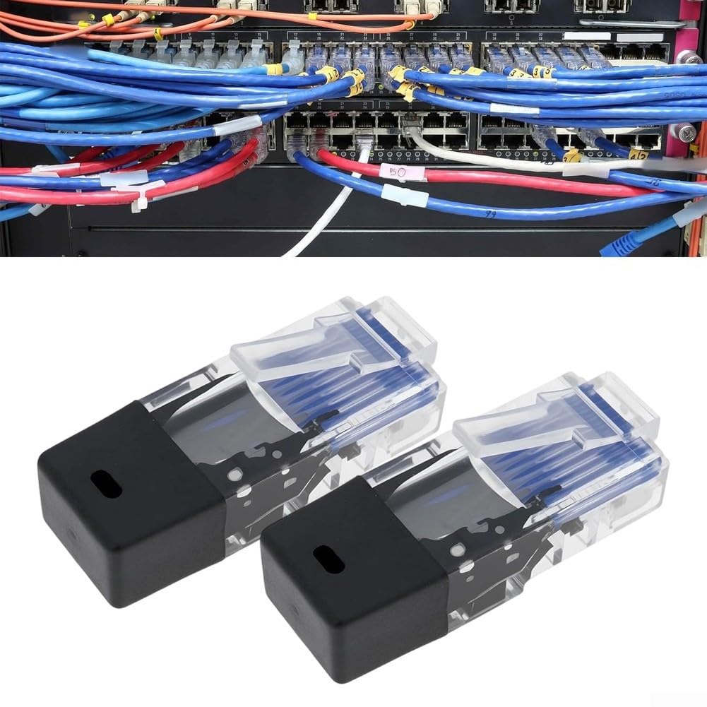 RJ45 Abschlusswiderstandsstecker mit 120 Ohm eingebaut für Ethernet-Kurzschlusstests 8P8C Loopback Verifizierungswerkzeuge für Netzwerkkabel und Diagnosegeräte, Schwarz, 2 Stück