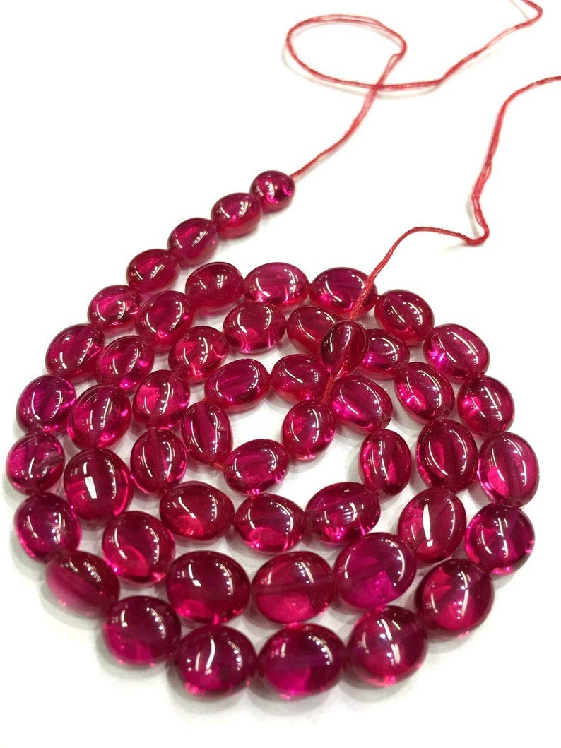 Zoya Gems & Jewellery Corundum Oval Shape Beads Ruby Smooth Gemstone Beads Jewelry Necklace for Men & Women (Natural) (B08YR6DWYX) Amazon Price History, Amazon Price Tracker