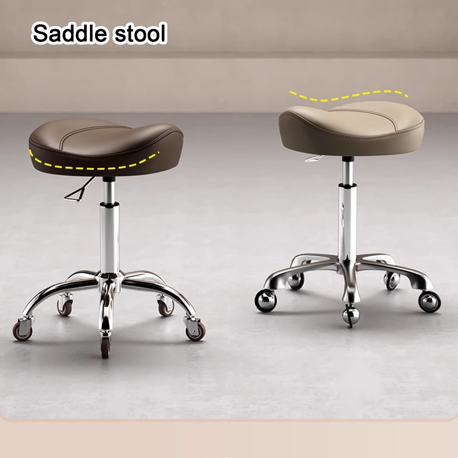 Taburete giratorio con ruedas de altura ajustable para tatuaje, laboratorio, masaje, salón, spa, dibujo, uñas, superficie de piel