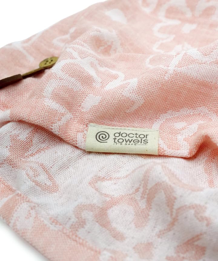 Doctor Towels, World's First Banana Floral Hair Towel Wrap for Women | 200 GSM Anti-Frizz Quick Dry Hair Towel for Women with Button for Long & Short Hair | Pack of 2 – Coral 3
