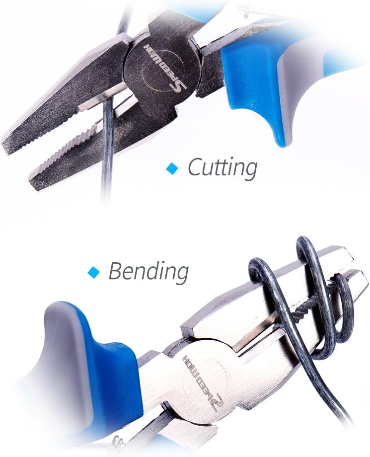 SPEEDWOX Micro Linemans Pliers Mini Combination Pliers 5 Inches Small Wire Cutters for Jewelry Making Precision Fine Pliers Serrated Jaw Craft Hand Tools with Spring Chrome Vanadium Steel