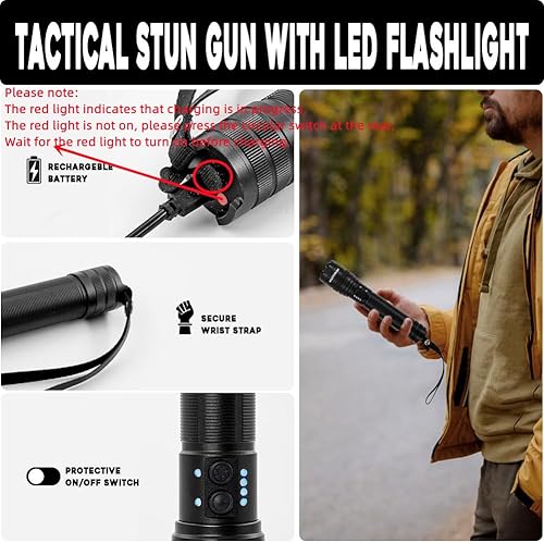 Miniatura 2 de Pistola aturdidora con linterna LED para autodefensa, aluminio, chip integrado, protección de batería, tecnología de punta oculta, potencia súper