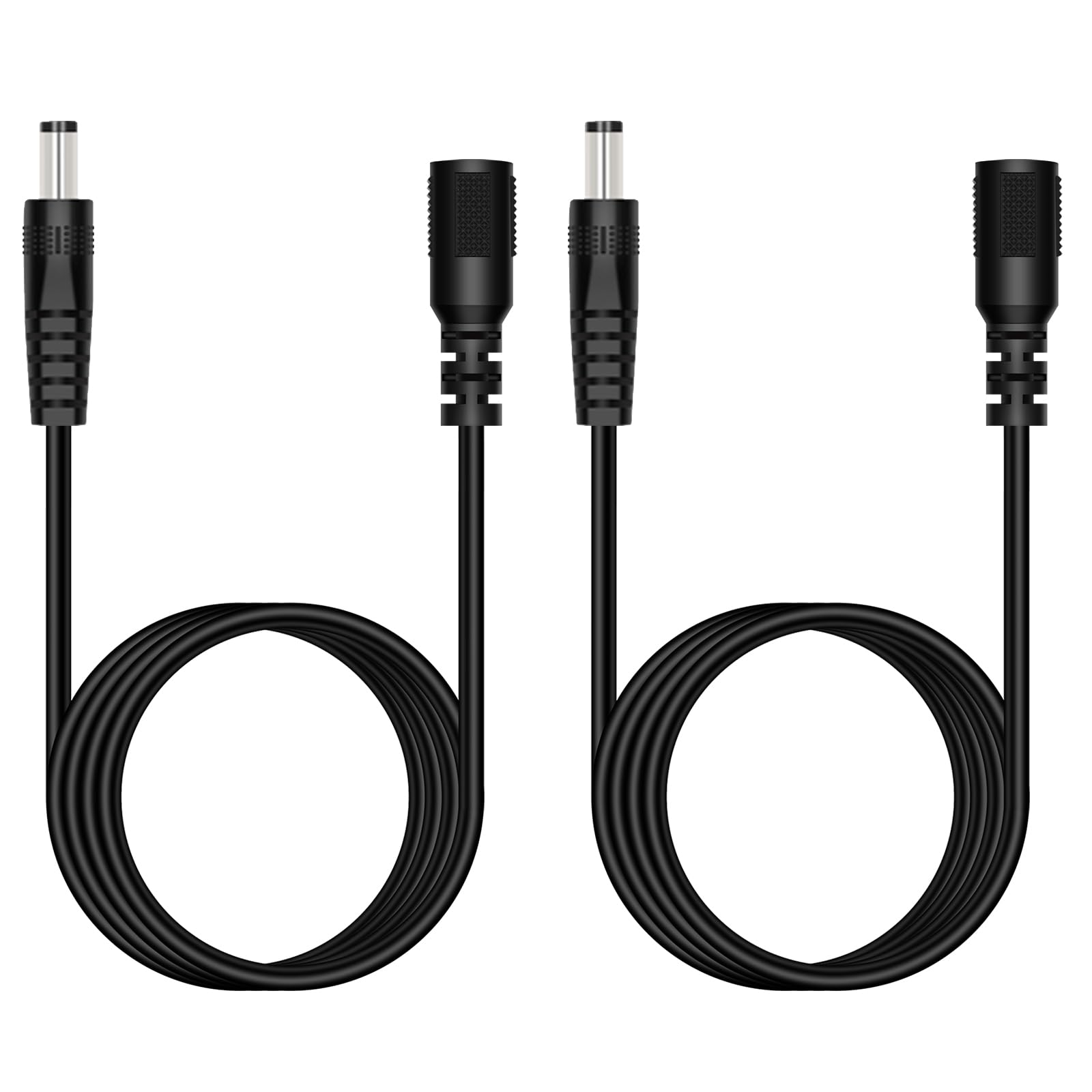 Fancasee 2-Pack 6FT 5.5mm x 2.5mm DC Power Extension Cable Male to Female Plug Jack Power Supply Adapter Extension Cord for IP Camera CCTV Surveillance Security Camera LED Strip DVR Router