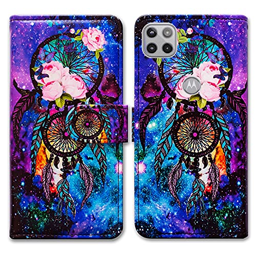 Bcov Case for Motorola One 5G Ace, Dream Catcher Galaxy Sky Leather Flip Phone Case Wallet Cover with Card Slot Holder Kickstand for Moto Motorola one 5G UW ace