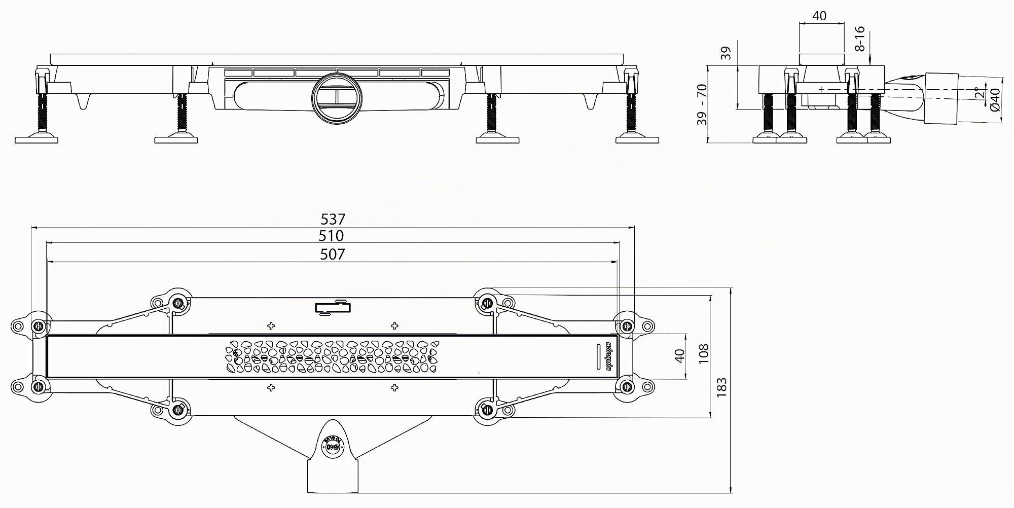 Wirquin 30724323 Caniveau de Douche So'Line Chromé 50 cm | Grille inox, extraplat, débit 33 L/min, guides pentes intégrés, installation facile, anti-odeurs, origine France garantie