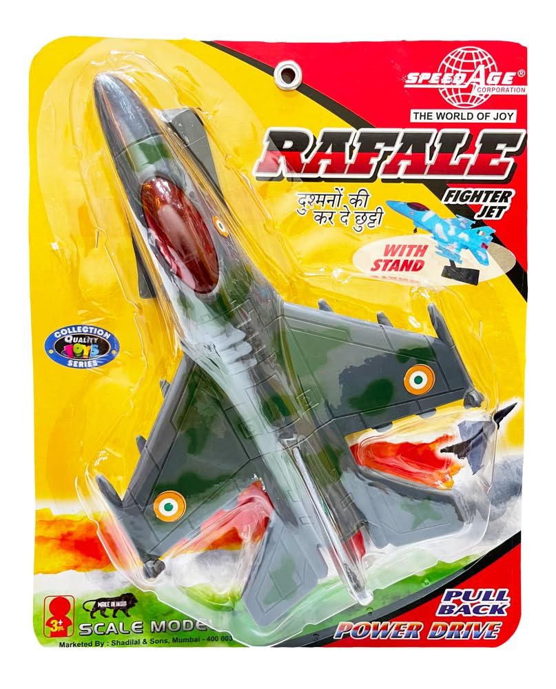 Pullback Jet Toy for Ages 4-9, Plastic Rafale Fighter Model Airplane Jet (Kar De Dushmonao Ki Chhutti)-Color May Vary