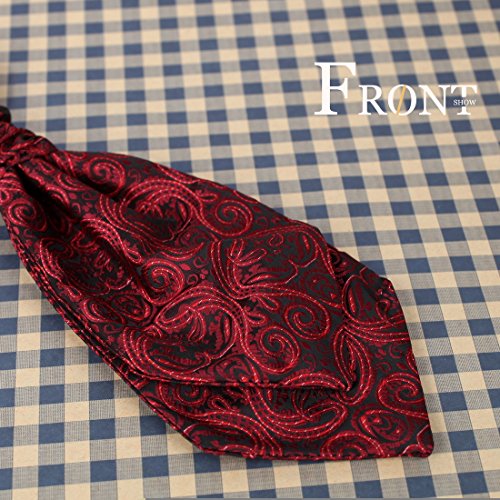 Epoint Dark Red,Black Day Cravat For Mens Tall Pre-Tied Day Cravat Red Jacquard Woven Silk Birthday Designer Erb1B05A Patterned #TOP1