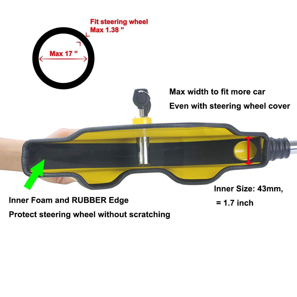 OKLEAD Car Steering Wheel Lock Full Cover Airbag Anti Theft Locking