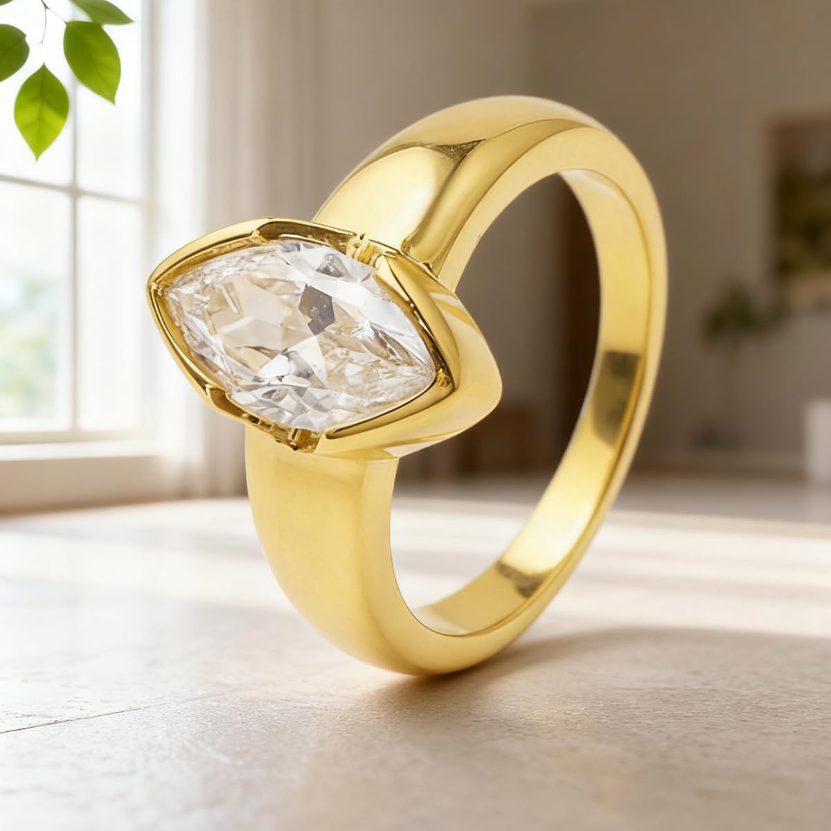 Polished Marquise Diamond Ring Exquisite Women's Ring Fashion Hand Jewelry Ideal for Wedding or Dates Fine Christmas Gifts