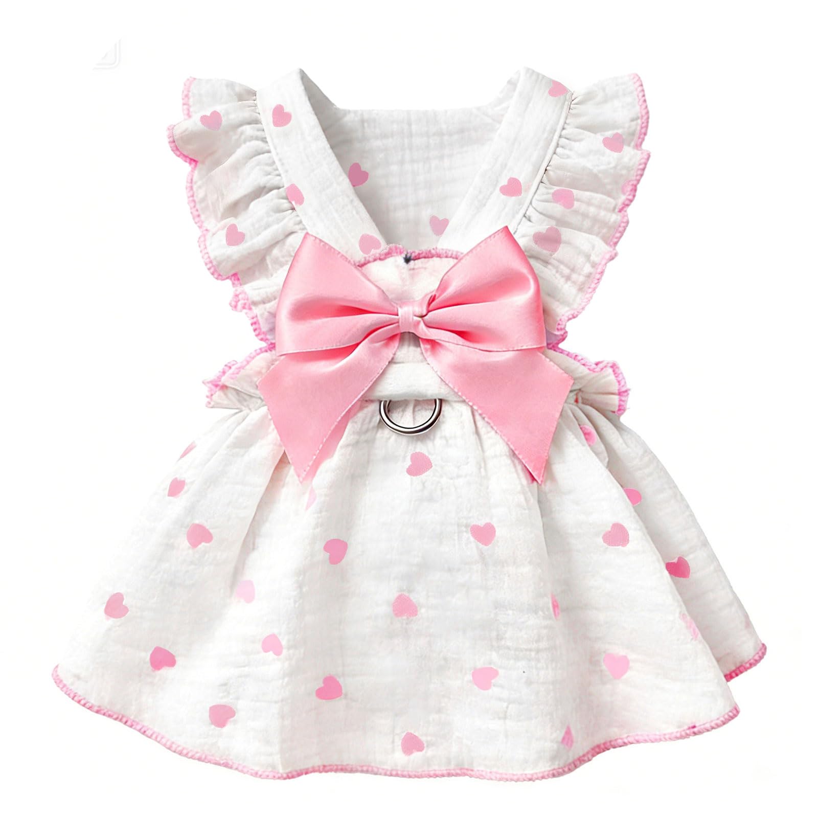 Dog Dresses for Small Dogs Girl Female Dog Cat Clothes Dress Cute Cotton Extra Summer Clothes Bow Decor Printed Love Birthday Outfit Puppy Clothes (Light Pink, Medium)