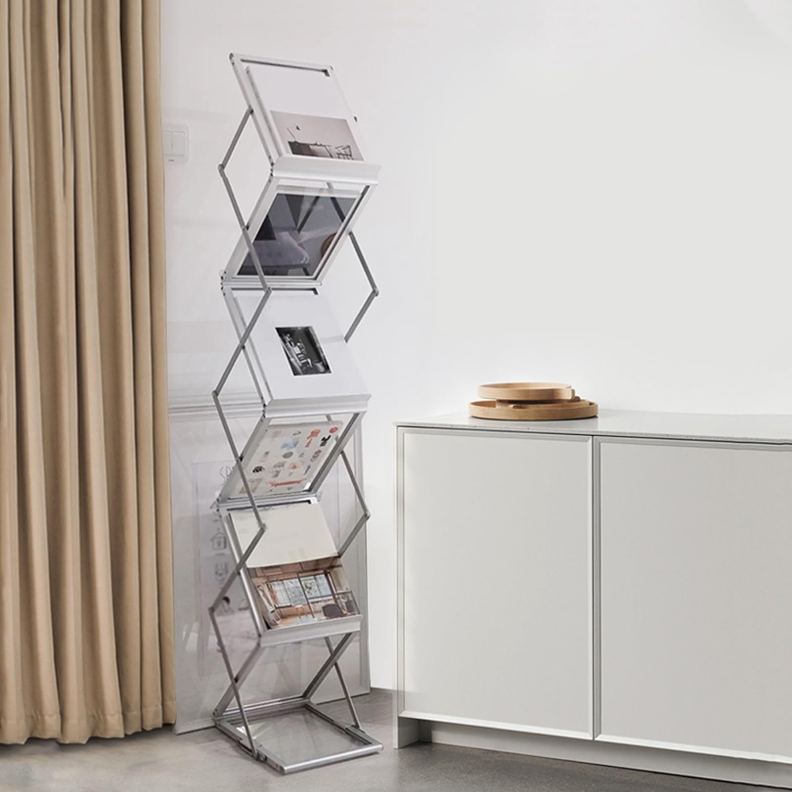 Faltbarer Zeitschriftenständer mit 6 Taschen, tragbarer Prospektständer für Messen, Büros und Einzelhandel