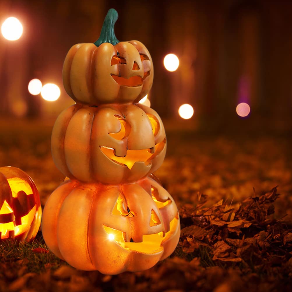 Amazon.co.jp: ハロウィーンLEDパンプキンランタン、ユニークな3段