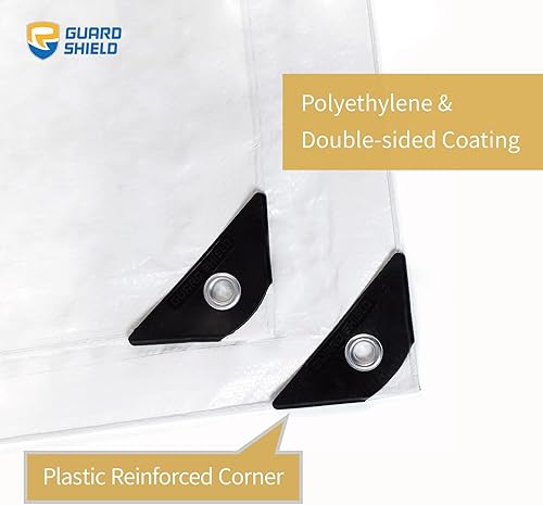 Miniatura 2 de GUARD SHIELD - Lona blanca impermeable de 20 x 20 pies, cubierta de lona de polietileno, multiusos, de resistencia media, de 7 mil
