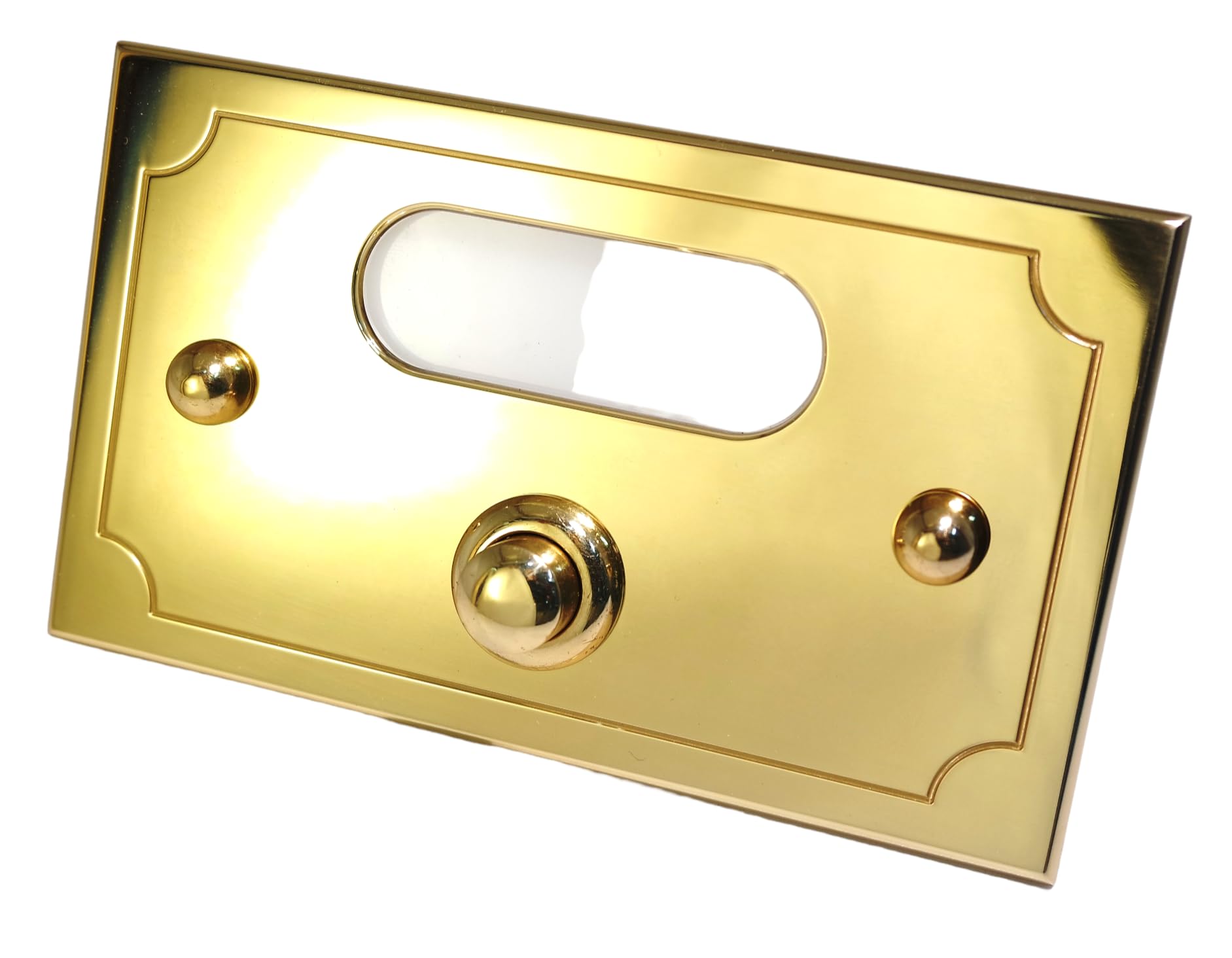 Neroni Mameli Campanello in Ottone Lucido per Esterno abitazione - Porta Ingresso Casa, con Pulsante Elettrico - Modello Ottaviano - Made in Italy