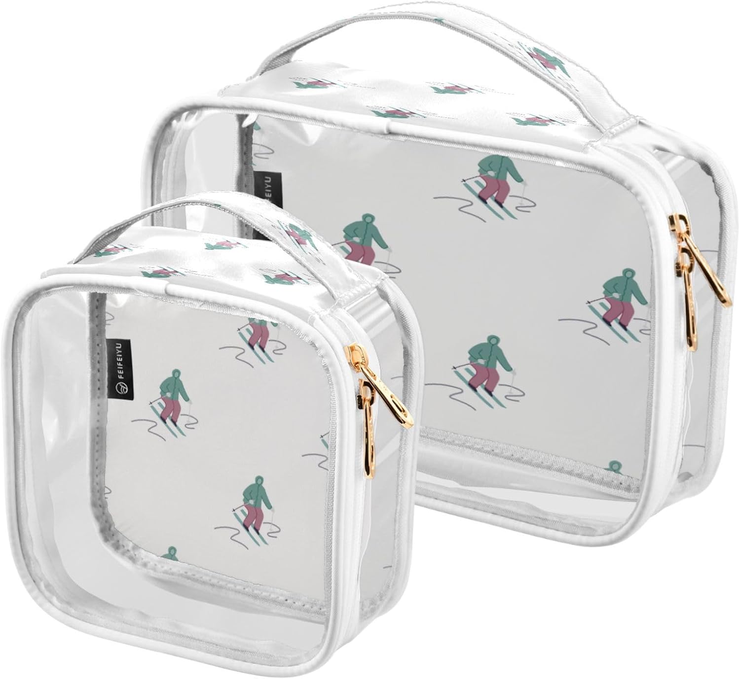 2 Pack Clear Makeup Bag, Ski Car Pouches For Organization Waterproof Travel Toiletry Bags For Women Girl 2 Pack Clear Makeup Bag, Ski Car Pouches For Organization Waterproof Travel Toiletry Bags For Women Girl