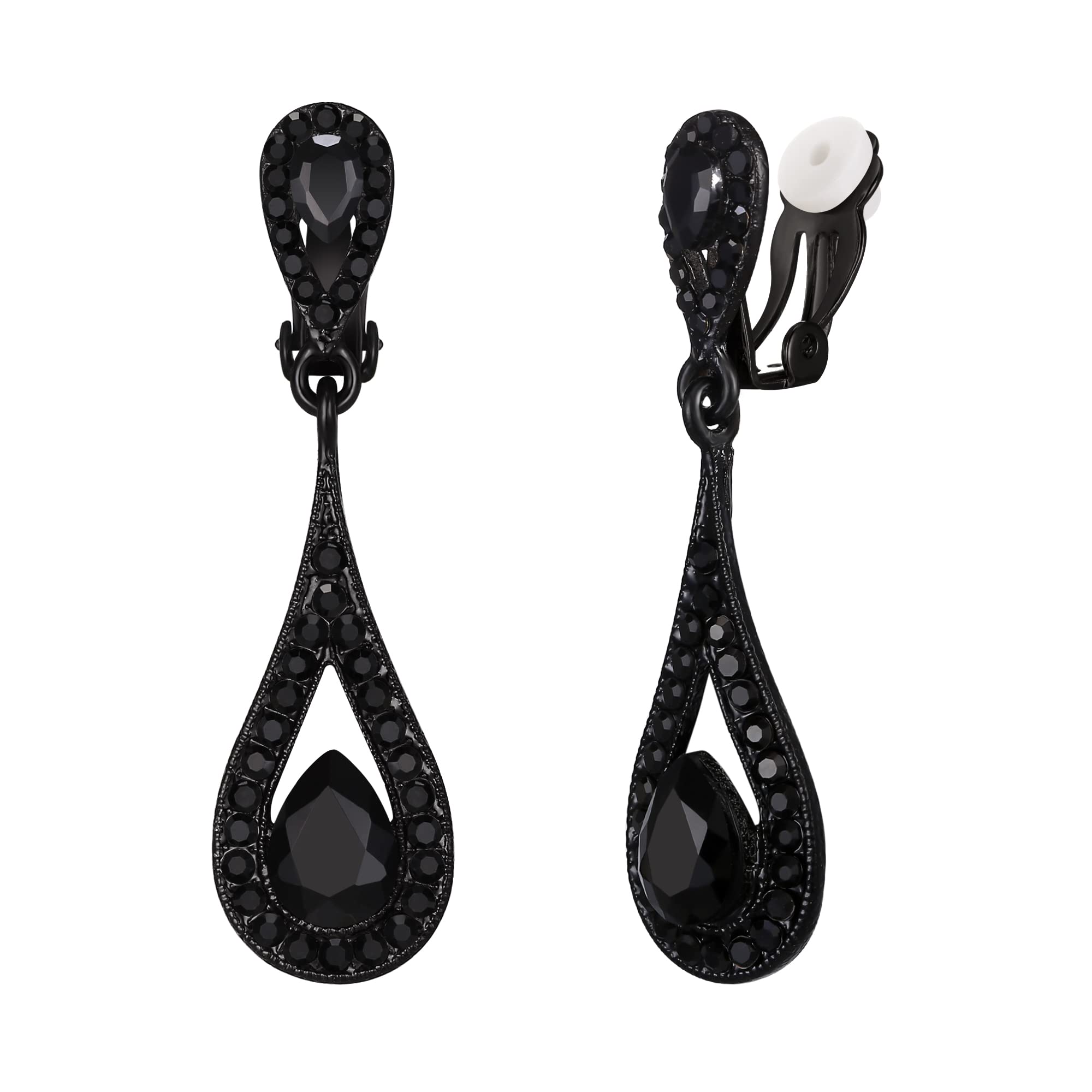 EVER FAITH Women's Rhinestone Crystal Chandelier Dual Teardrop Dangle Earrings for Women, Prom Bridal Wedding Jewelry