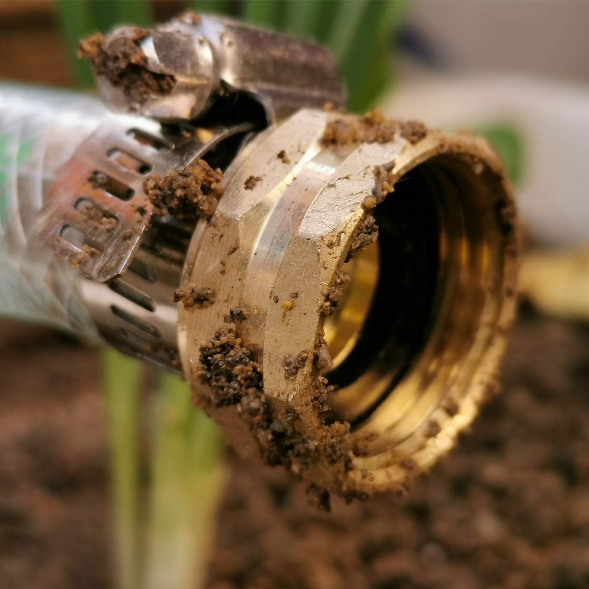 PLG Brass 3/4" Hose Repair Connector with Clamps, Male and Female Garden Hose End Repair Fittings 2 Set : Patio, Lawn & Garden