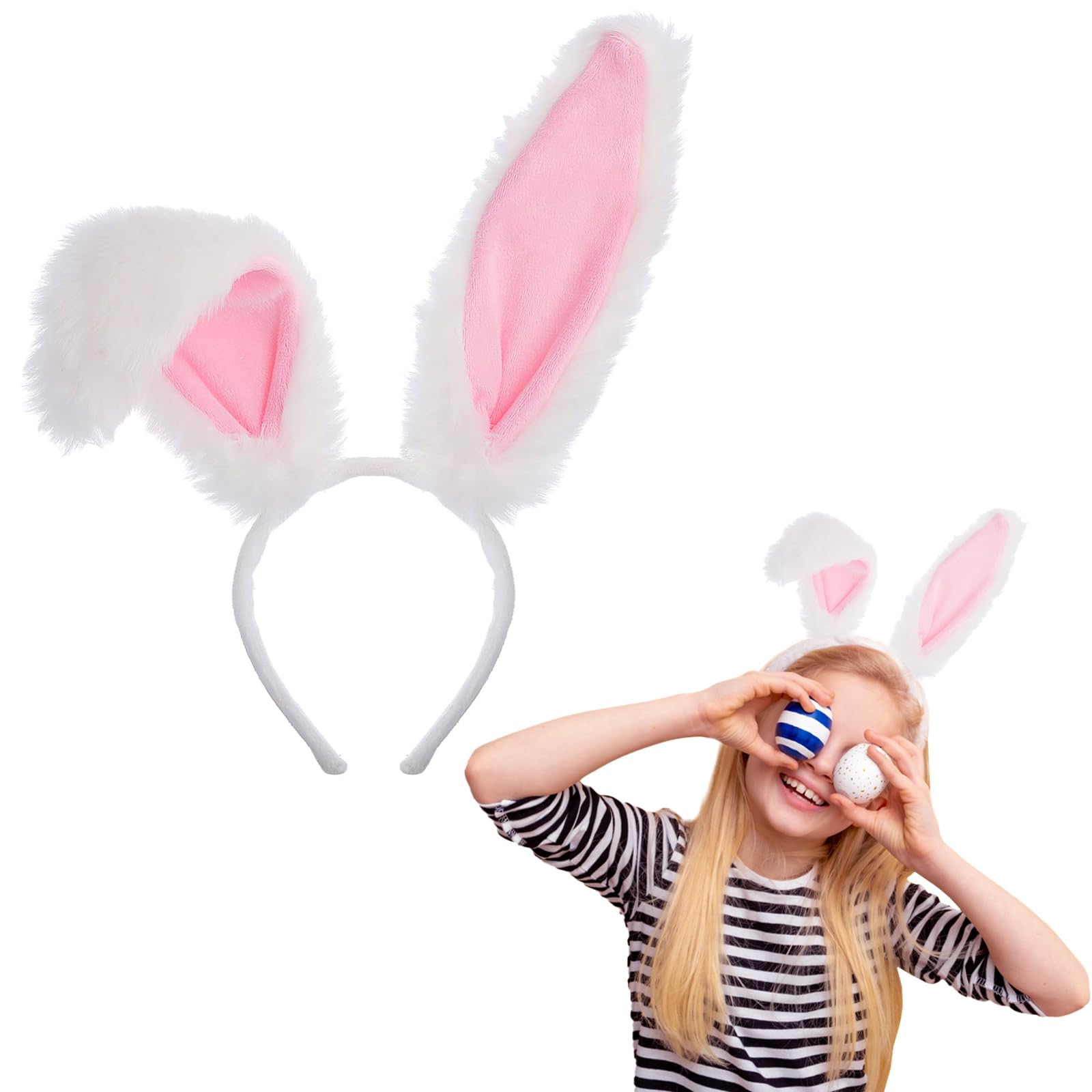 Bunny Ears Hairbands, Cute Easter Plush Rabbit Ears Headband, Cosplay Costume Fancy Dress Up Accessories Hair Styling Party Favor Decoration for Easter Party Favor Costume Decoration
