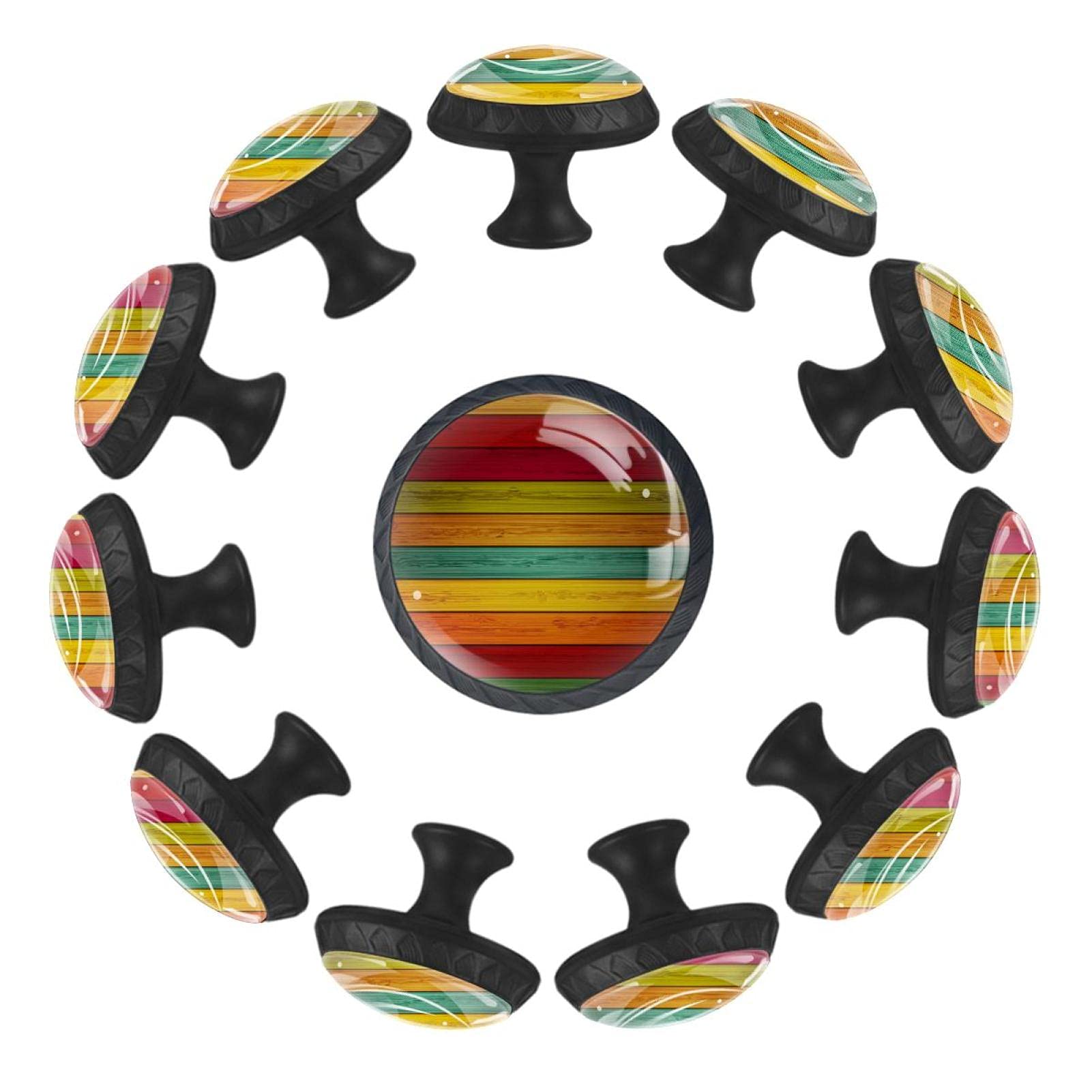 Boutons de tiroir multicolores AISSO en bois rustique avec finition ronde 35 mm