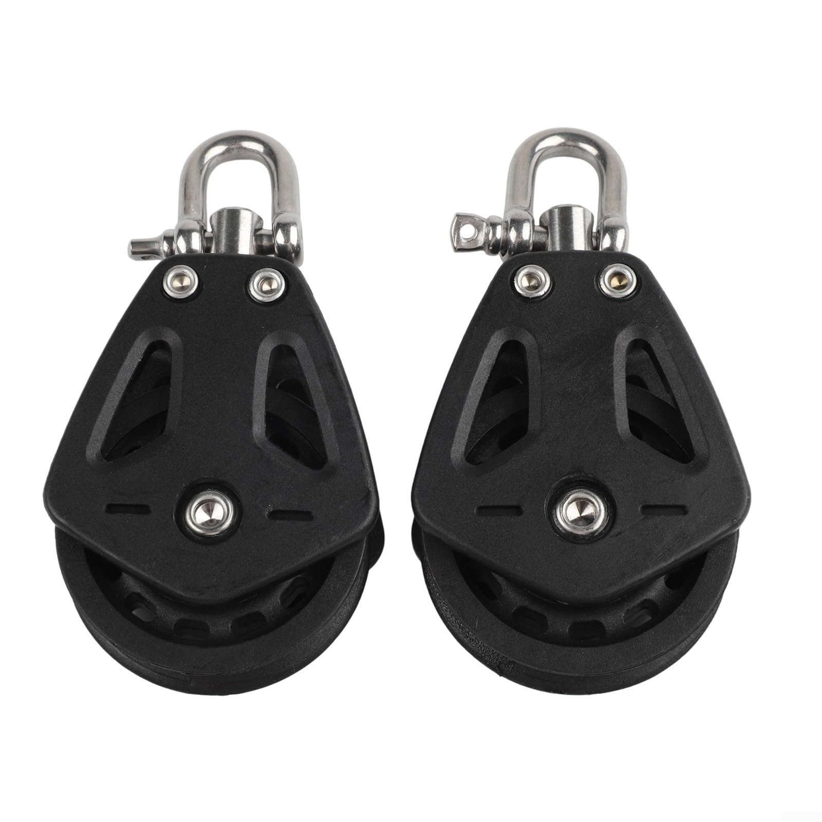 2 bozzelli singoli in nylon resistente con sistema di cuscinetti per una rotazione fluida, progettati per applicazioni marine e barche a vela, supporta linee fino a 10 mm e capacità di carico 460 kg