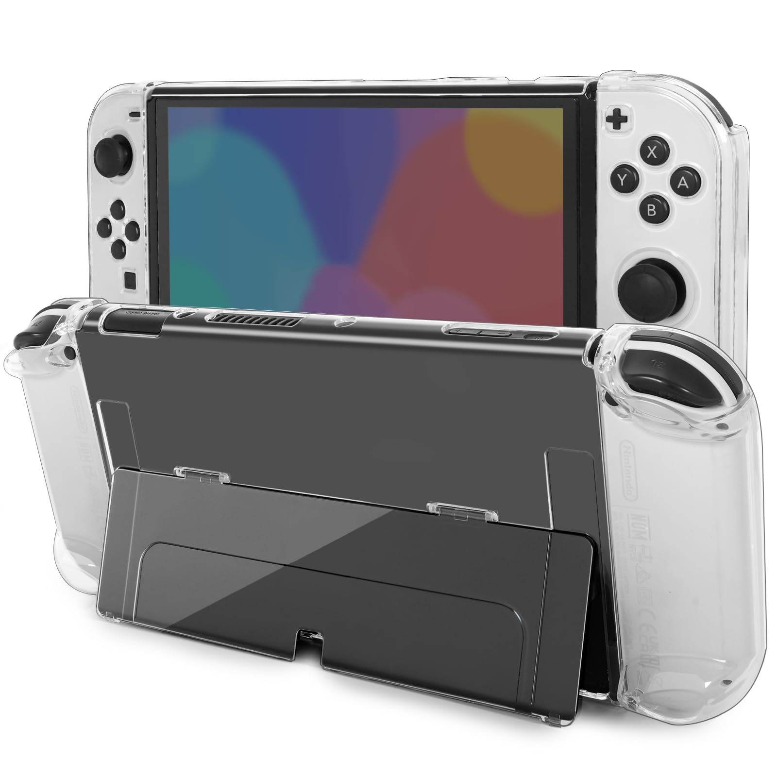 TIKOdirect Transparent Case Compatible with Nintendo Switch OLED, Dockable Clear Protective Case for Switch OLED, Comfort Grip Case with Shock-Absorption and Anti-Scratch Design, Clear