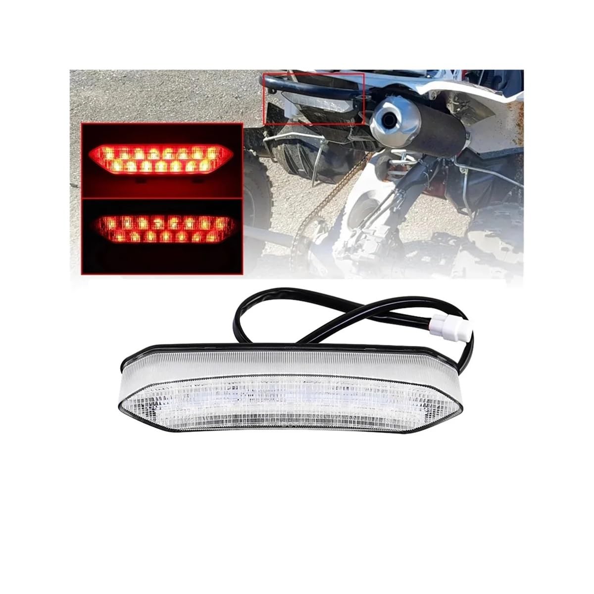 DAGMARA Moto Freno Luces Trasera Cola Accesorios para motocicleta, luz trasera LED de 12 V, luces freno, indicador para ATV, bicicleta playa 700 2006-2018