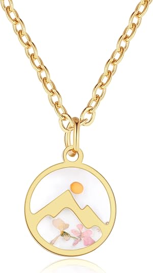 Real Mustard Seed Mountain Pendant Necklace