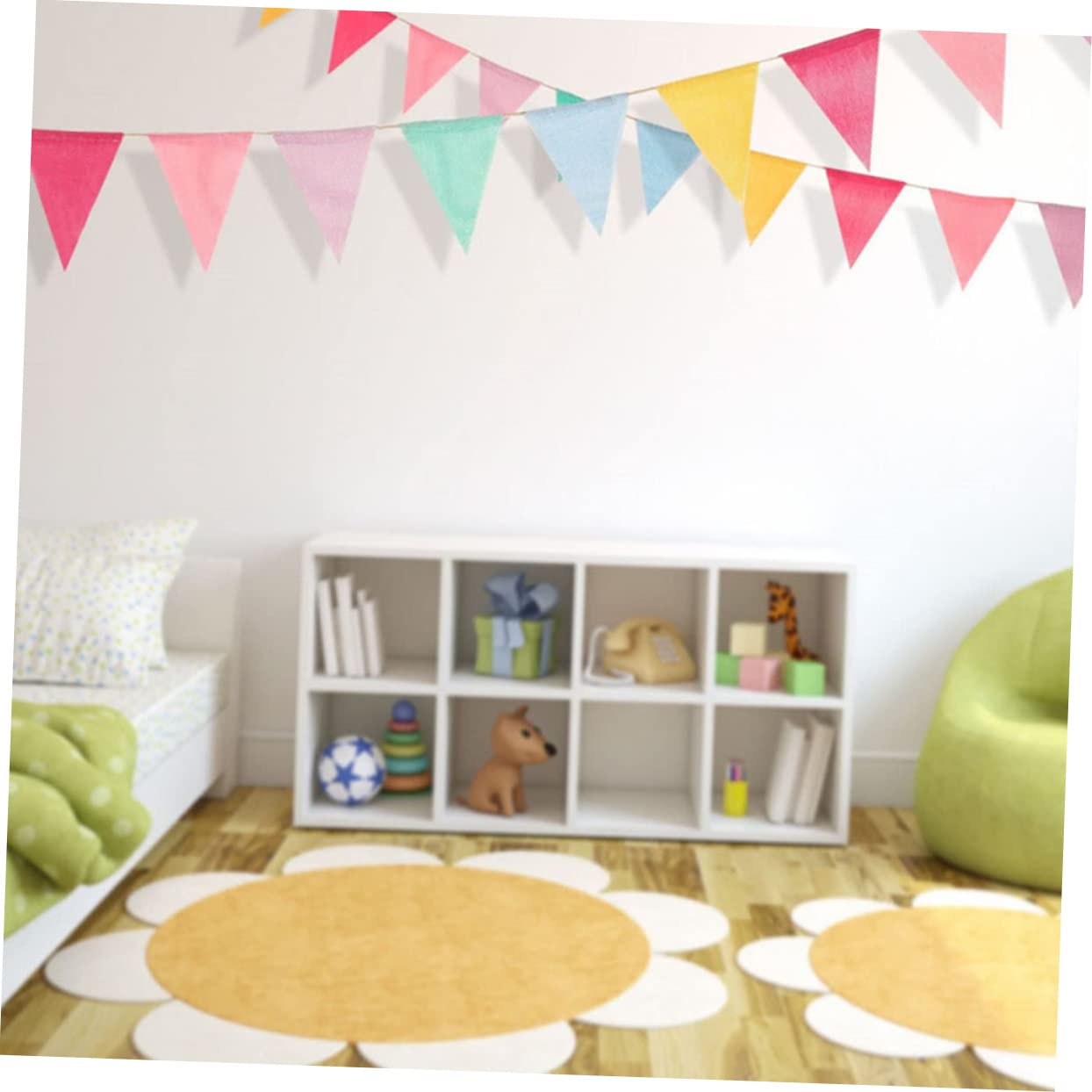 OUNONA 3 Sätze Wimpel Ziehen Blume Feier Dekorationen Festival Ammer Banner Bunt Königlich Hochzeitsbanner Hochzeitsdeko Jäten Dreieck Girlande Ammer Hanfimitat Colorful 4 Stück * 3