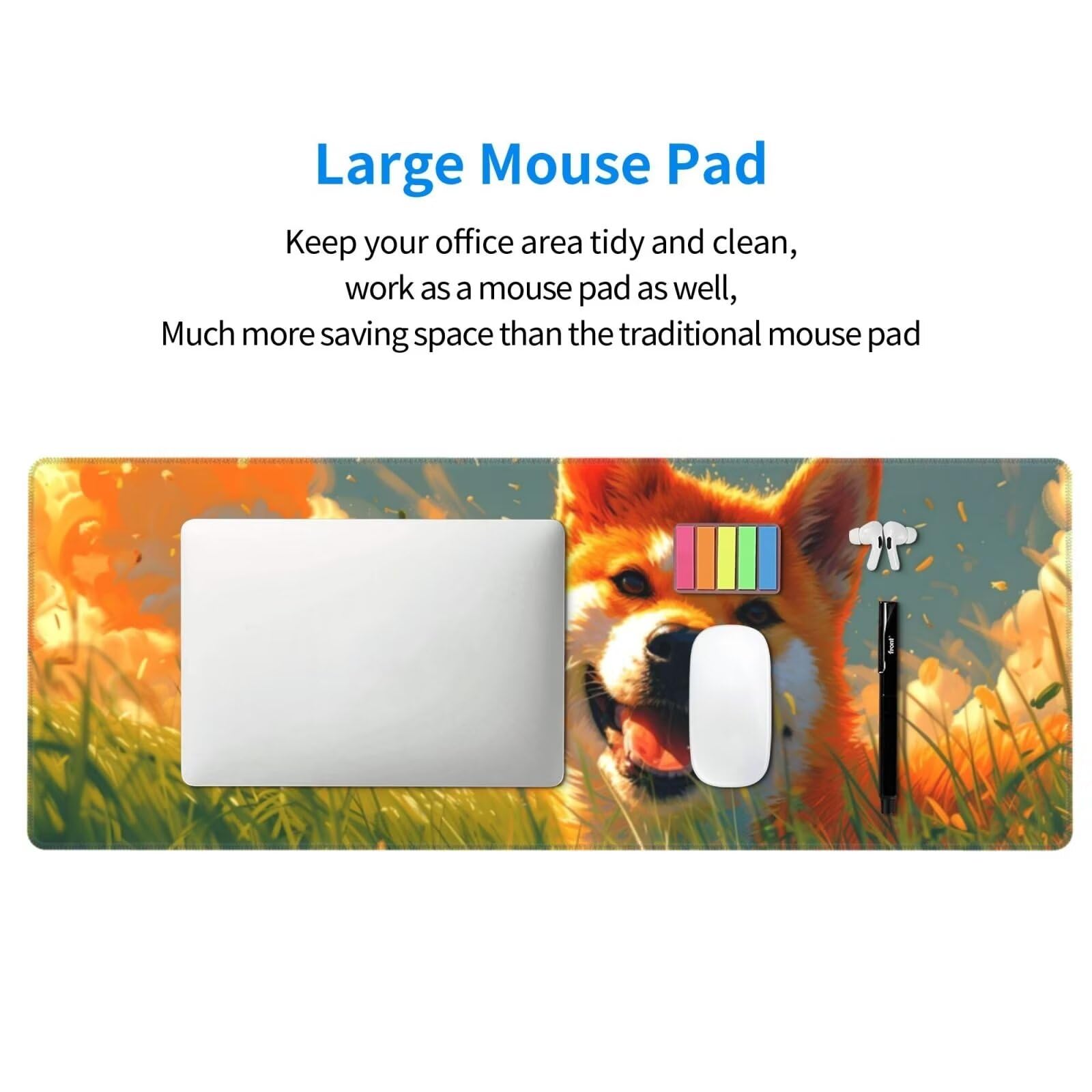 Tappetino Mouse, Tappetino Mouse Gaming Grande XXL 1500x800x3mm Tappetino Scrivania Mouse Pad, Base in Gomma Antiscivolo, Bordi Cuciti,Lavabile, Mousepad per Ufficio e Gaming (Corgi) R-400