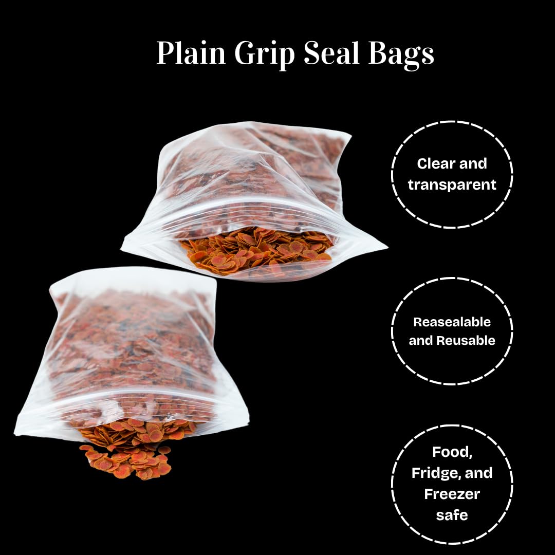 TP4U – Pack Of 100 Bags Size 7'' X 10'' Gauge 300g Multipurpose Extra Strong Heavy Duty Grip Seal Reusable Resealable Clear Plastic Polythene Bags