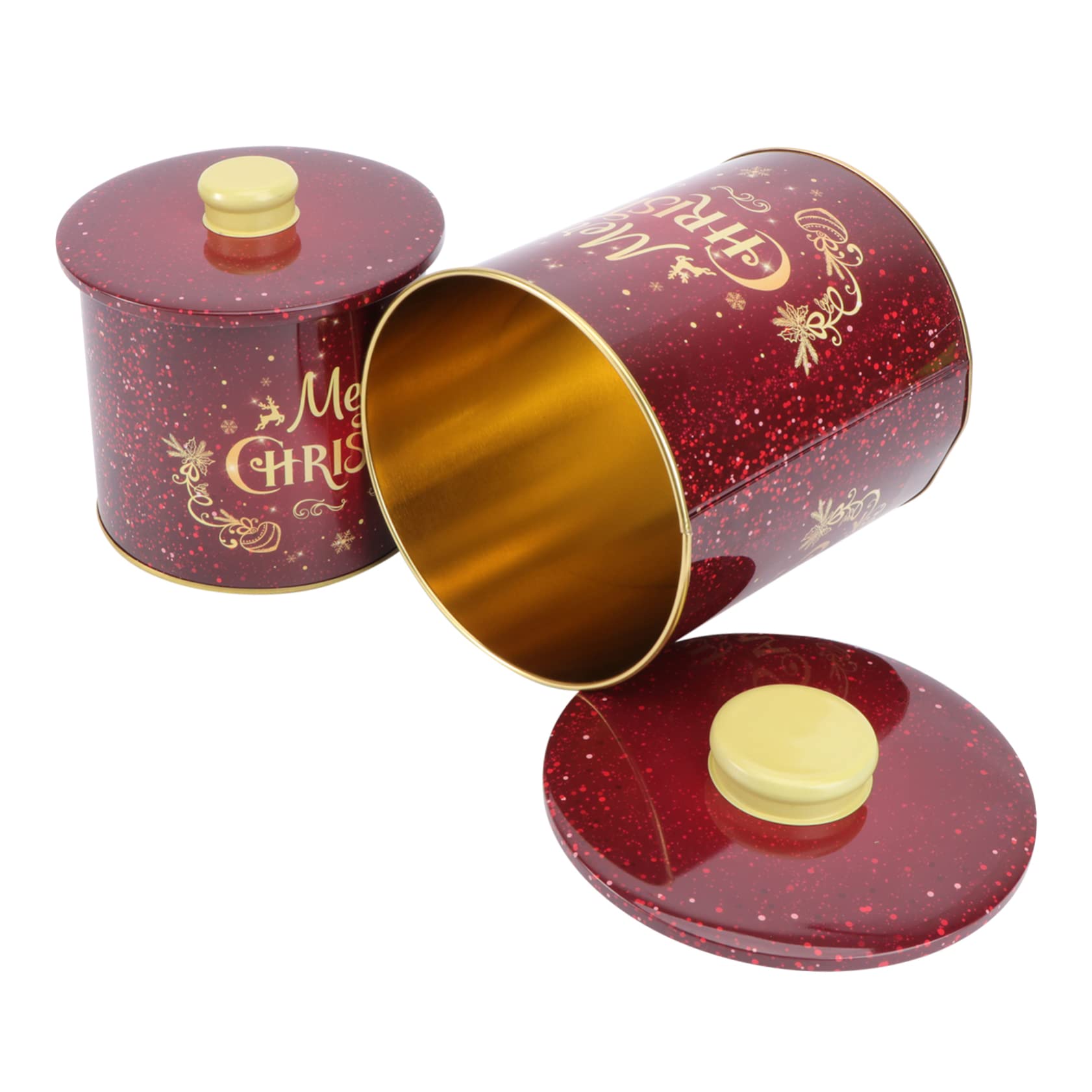 Zerodeko 2PCS Boxes Christmas storage box Tea Storage Jar candy crates Tinplate candy bag xmas cookie jar christmas candy tin Christmas Sweets Cases Christmas Tinplate iron snack pack