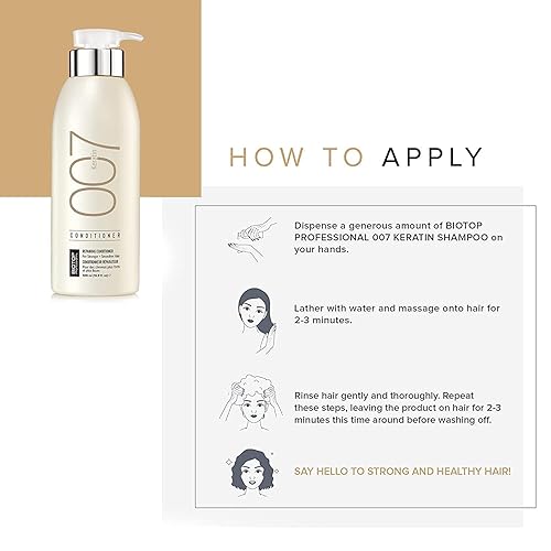 Miniatura 2 de Biotop Professional 007 Champú de queratina de 16.9 oz y acondicionador de 16.9 oz Duo para cabello muy dañado