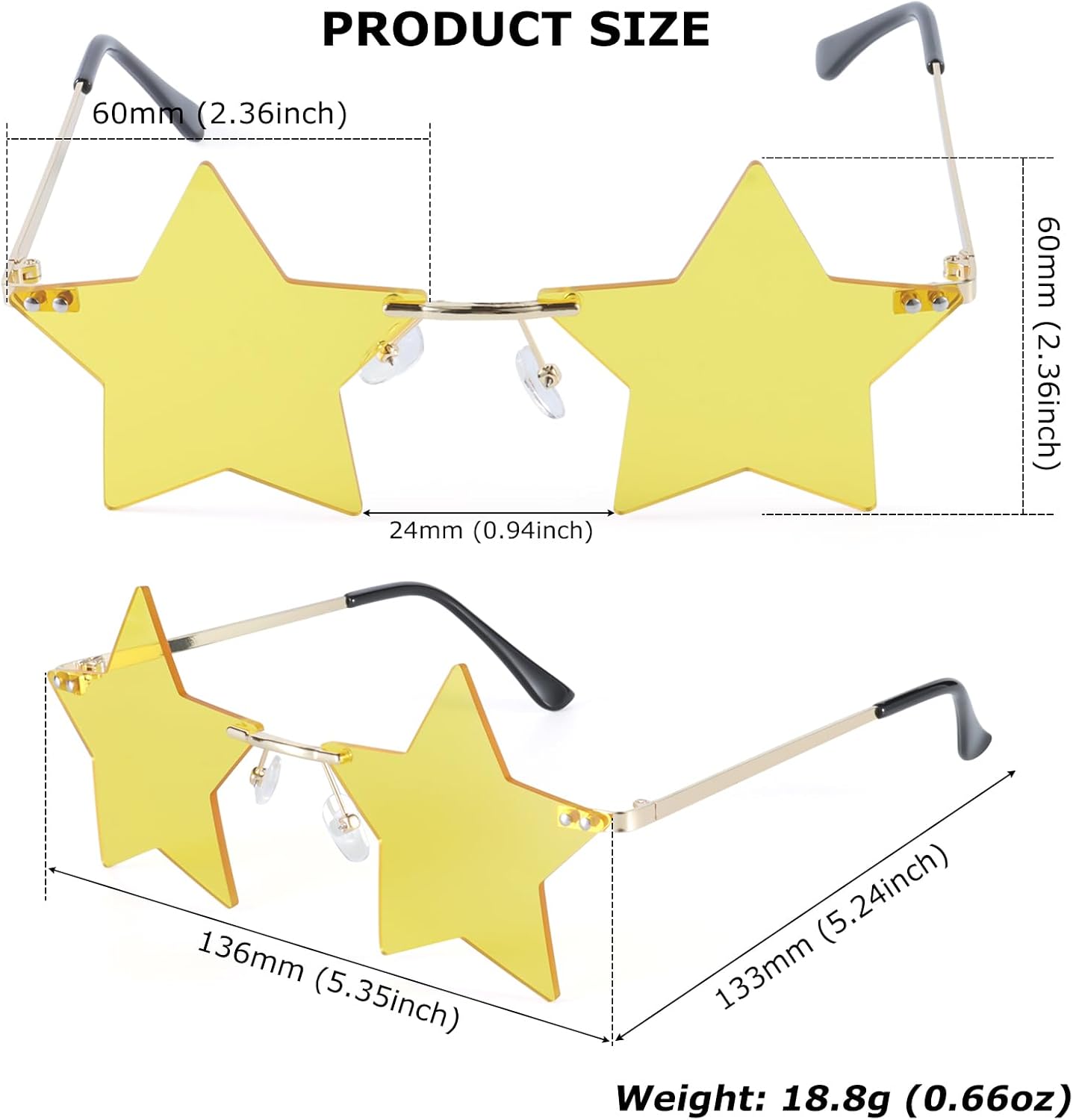 Rimless Star Sunglasses Colorful Sunglass for Women Pentagram Sunglasses Halloween Party Favor Star Glasses - Image 3