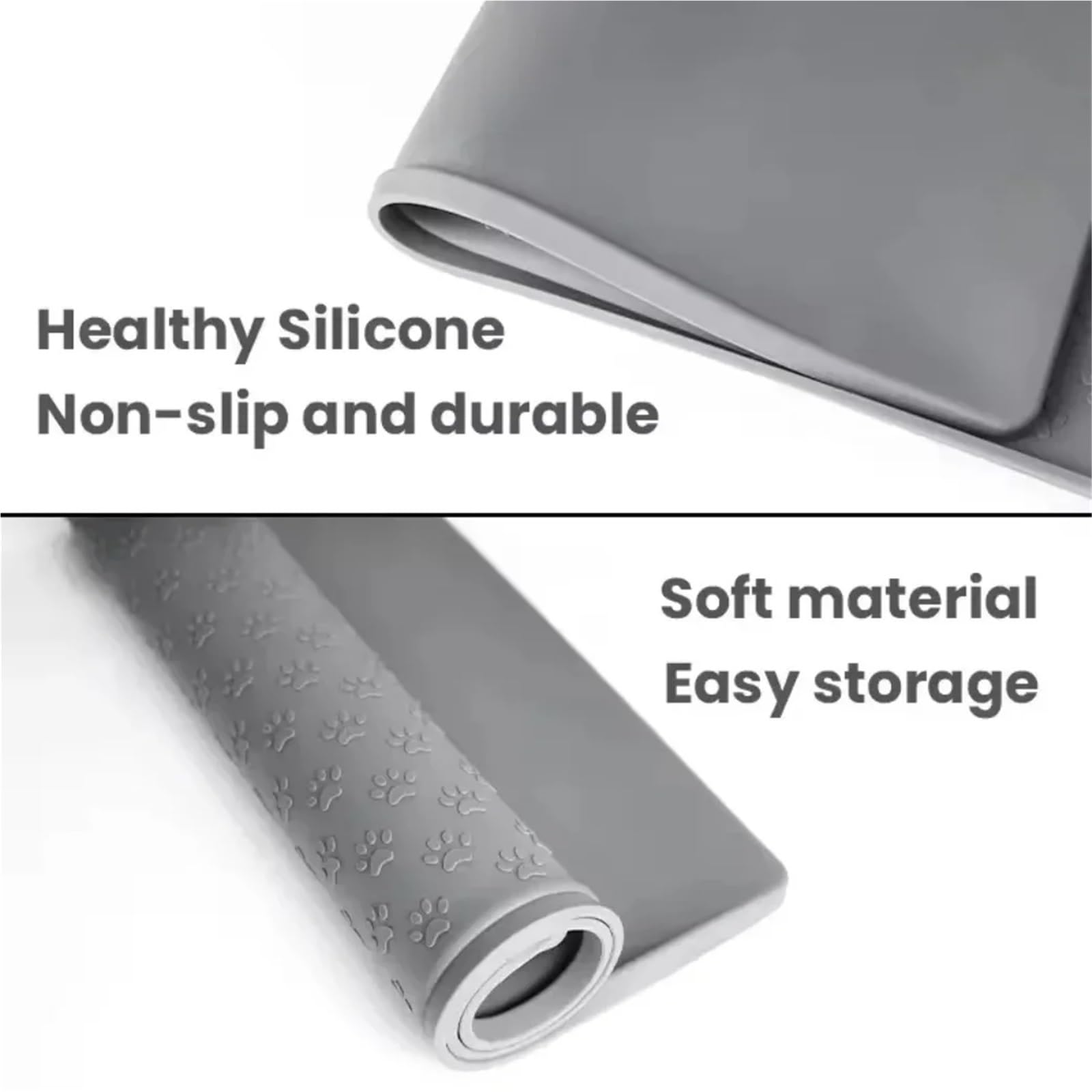 Futtermatten für Haustiere Haustier Tischset Katze Hund Trinken Füttern Feeder Matten Futter Matte Hundefutter Schüssel Silikon Wasserdicht Pet pad wasserdichte(Black,60X40CM)