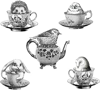 SUPERDANT Sketch Animals Wall Sticker Tea Party Cups Wall Decal Native Animals Wall Stickers Removable Wall Art Murals for Living Room Bedroom Office