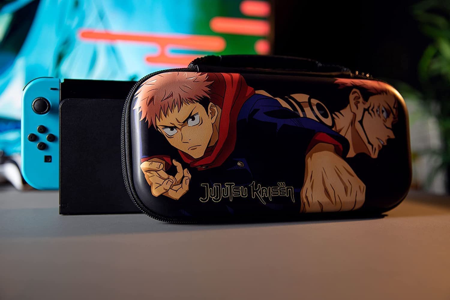 Konix Jujutsu Kaisen Schutzhülle und Transporttasche für Nintendo Switch, Switch Lite und Switch OLED - 8 Spiele - Aufbewahrung - Schwarz. - 5