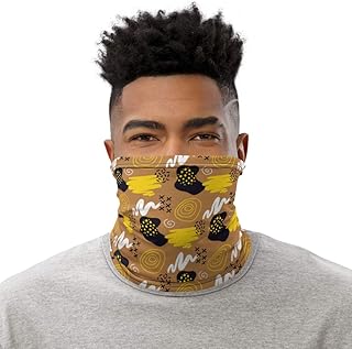 Abstract Hand Drawn Design Mustard Breathable Washable Neck Gaiter